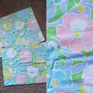 Pair Vintage Springmaid Marvelaire Pillowcases ART NOUVEAU Blue Floral
